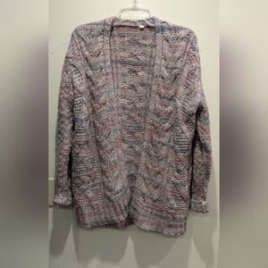 GAP Pink and Gray Cardigan Sweater Cable Knit